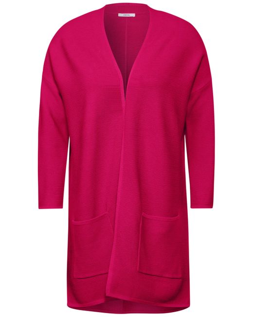 Cecil Pink Langarmbluse Offener Long Cardigan