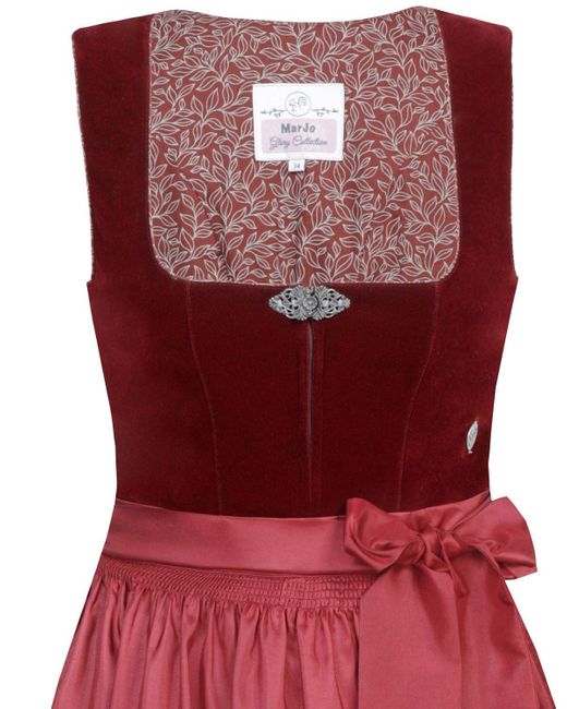Marjo Red Dirndl 'Elisabeth' Samt 697758, Palisander Rot 58cm