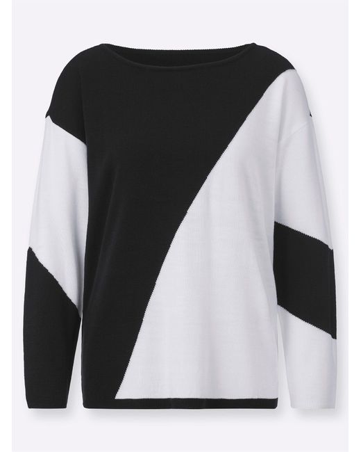 Sieh an! White Strickpullover Langarm-Pullover