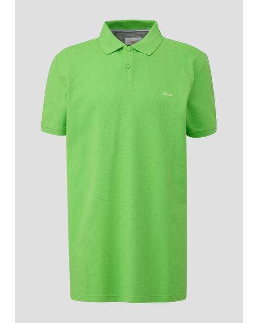 S.oliver Kurzarmshirt Poloshirt aus Baumwolle mit -Detail Artwork, Stickerei, Logo in Green für Herren