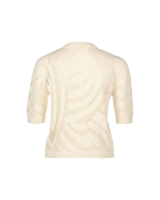 Zero White Strickjacke gehäckelt Knopfleiste (1-tlg) Lochmuster