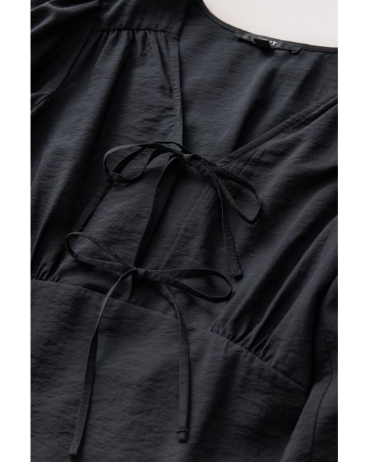 Next Black Langärmeliges Midikleid mit Bindung vorne (1-tlg)