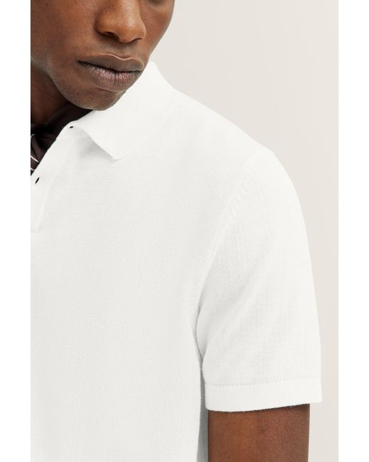 Bugatti Poloshirt in feiner Strickstruktur in Natural für Herren