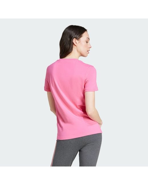 Adidas Pink LOUNGEWEAR ESSENTIALS SLIM LOGO T-SHIRT