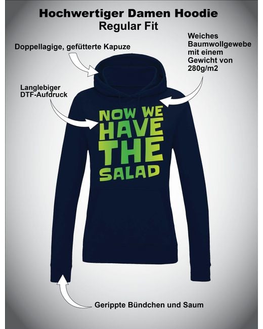 Youth Designz Blue Kapuzenpullover "Jetzt haben wir denn Salat" Hoodie Pullover witzig Aufdruck mit lustigen Print für Frauen