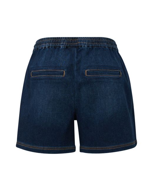 QS Blue Shorts Jeans-Short / Mid Rise / Elastikbund Label-Patch