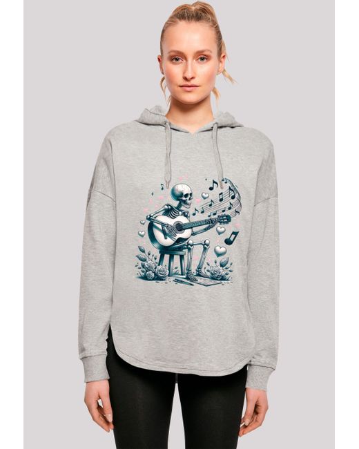 F4NT4STIC Gray Kapuzenpullover Skelett spielt Gitarre, Musik, Liebe Premium Qualität
