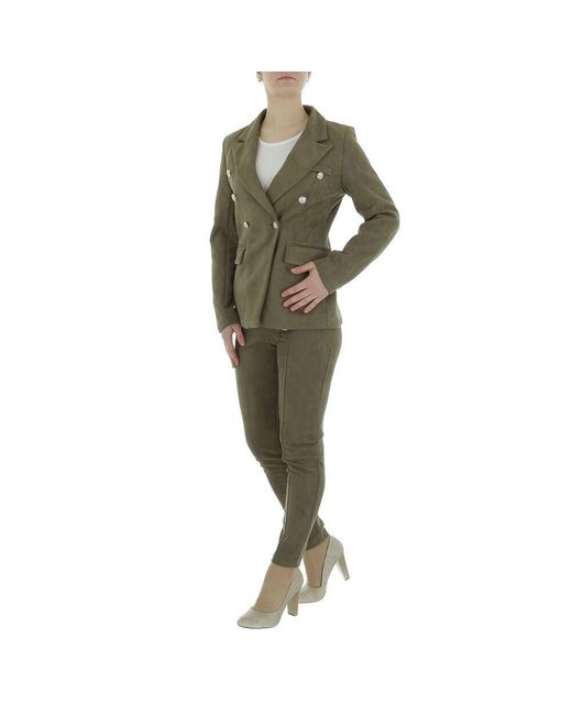 Ital-Design Green Anzug Elegant (86365242) Knopfleiste Zweiteiler in Khaki