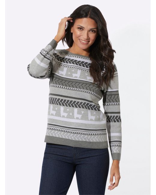 Sieh an! Gray Strickpullover Jacquard-Pullover