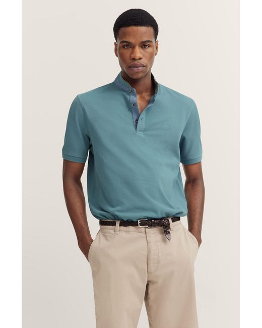 Bugatti Poloshirt mit Stehkragen in Blue für Herren