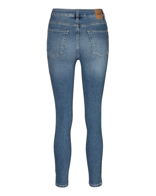 Boss Blue ORANGE Slim-fit- Kitt Rise Hochbund High Waist Premium Denim Jeans mit BOSS Leder-Badge