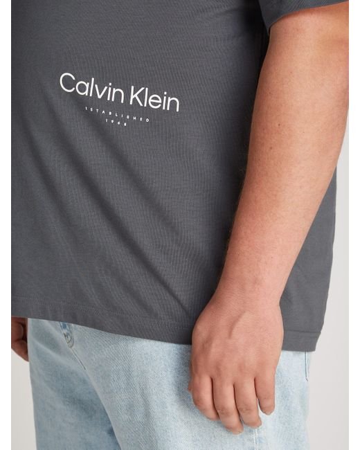 Calvin Klein BT_OFF PLACEMENT LOGO T-SHIRT in groß Größen mit Markenlabel in Gray für Herren