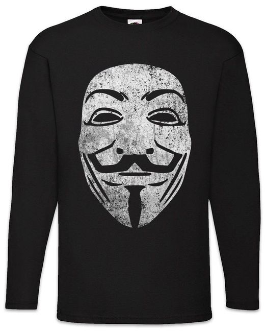 Urban Backwoods Langarmshirt Guy Fawkes Mask Vintage Langarm T-Shirt V For Wie Anonymous Vendetta in Black für Herren