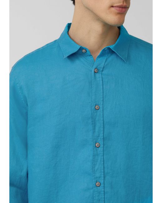 S.oliver Regular Fit: Langarmhemd aus Leinen Garment Dye in Blue für Herren