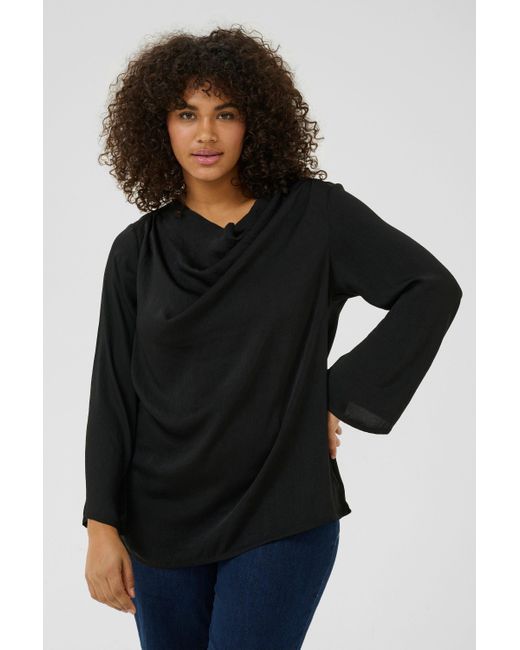 Kaffe Black Langarmbluse Langarm-Bluse KCmeriel Große Größen