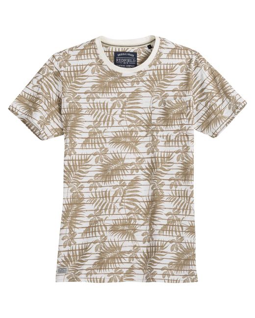 Redfield Rundhalsshirt XXL T-Shirt Alloverprint beige-weiß floral in Natural für Herren