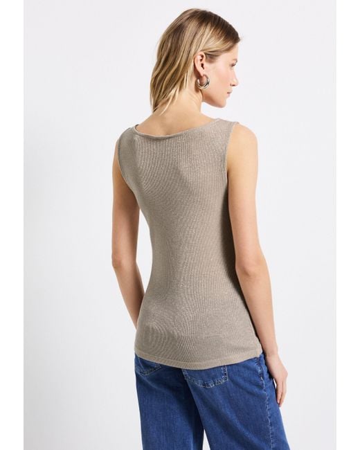 Street One Natural T-Shirt mit U-Boot-Ausschnitt