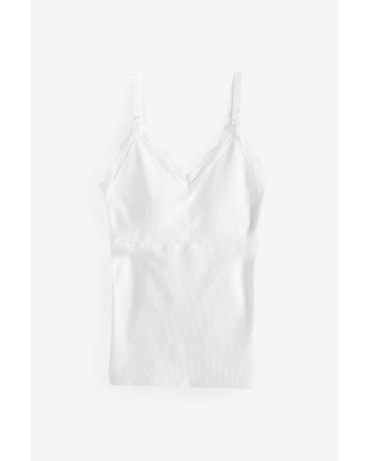 Next White Stilltop mit Trägern und Spitzenbesatz (1-tlg)