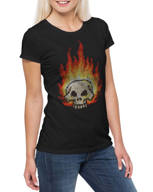 Urban Backwoods Black Print- Burning T-Shirt Skull Skeleton Grim Reaper Gamer