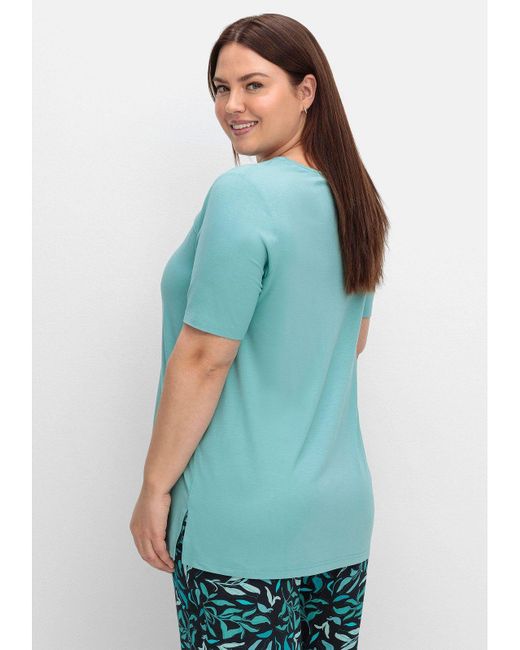 Sheego Blue T-Shirt Große Größen mit herzförmigem Ausschnitt
