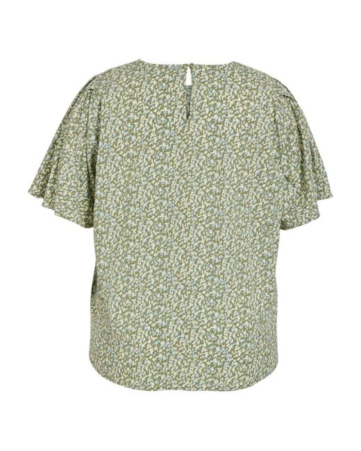 Vila Green Blusenshirt Blusen Shirt Kurzarm Basic Rundhals 7280 in Grün