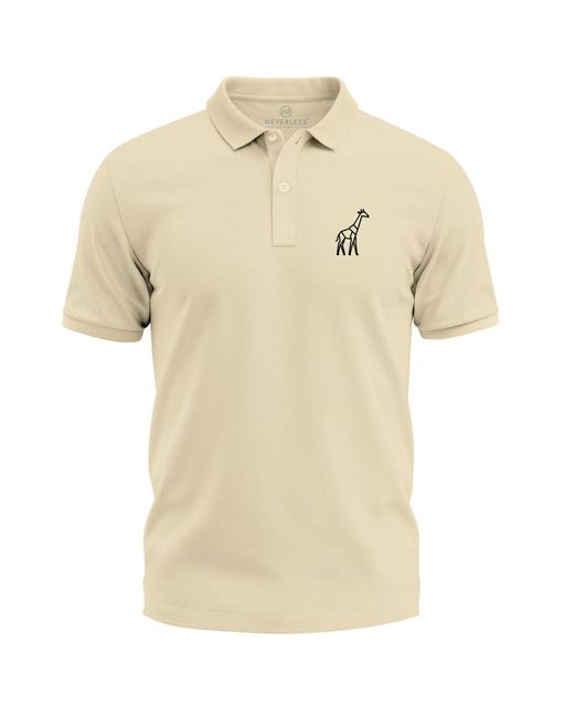 Neverless Poloshirt Giraffe Tierlogo im Polygon-Stil – Kurzarm Polo mit Print in Natural für Herren