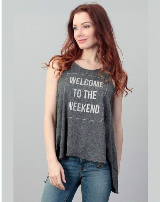 Tom Tailor Gray Print- T-Shirt "Welcome to the Weekend