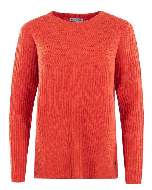 Hajo Red Rundhalspullover Pullover Strukturmix