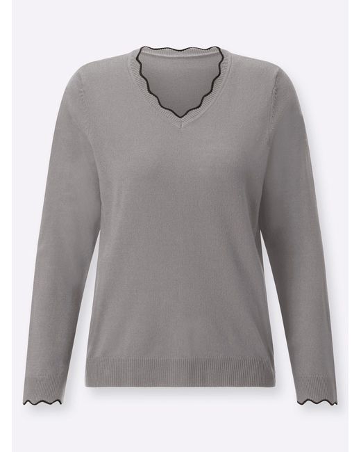 WITT Gray Strickpullover V-Ausschnitt-Pullover