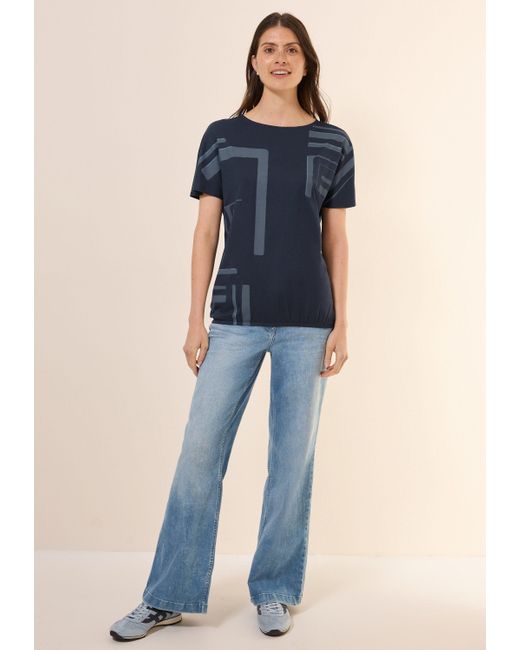 Cecil Blue T-Shirt mit U-Boot-Ausschnitt