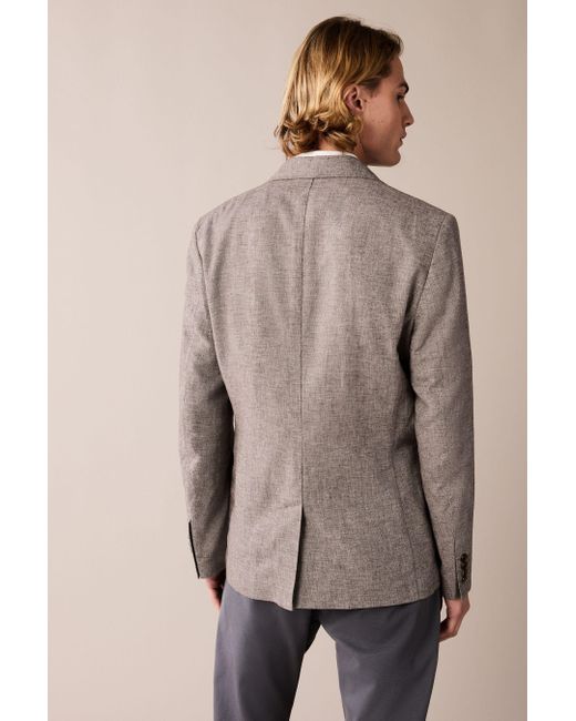 Next Leinensakko Slim Fit Sakko aus strukturiertem Leinengemisch (1-tlg) in Brown für Herren