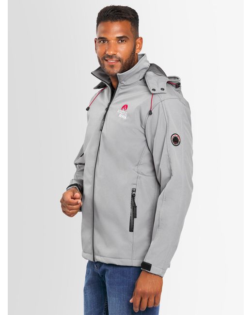 Arctic Seven Softshelljacke ASAdventuraa sportliche Outdoorjacke mit abnehmbarer Kapuze in Gray für Herren