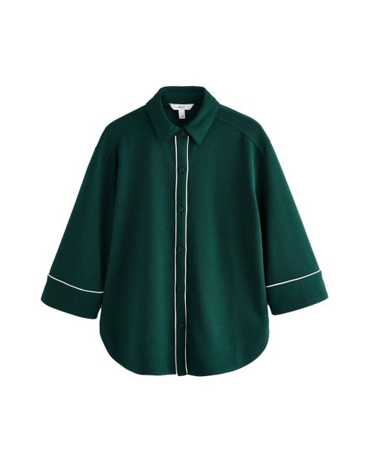 Next Green Kurzarmbluse Kreppbluse mit 3/4-Ärmel (1-tlg)