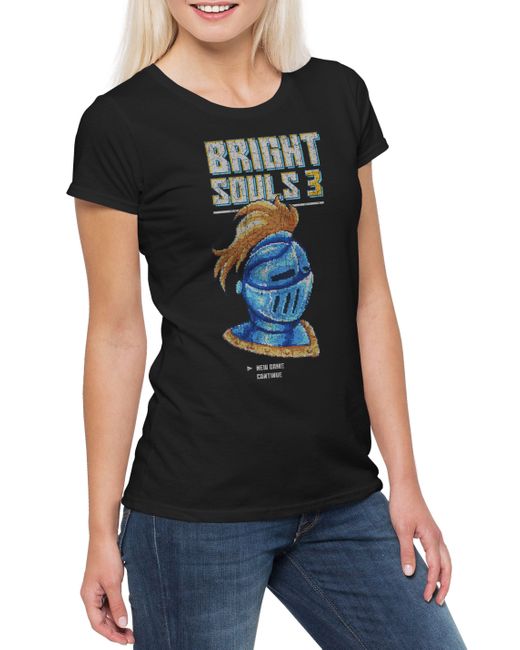 Urban Backwoods Black Print- Bright Souls 3 T-Shirt Gamer Dark Gaming Games Pixel Retro