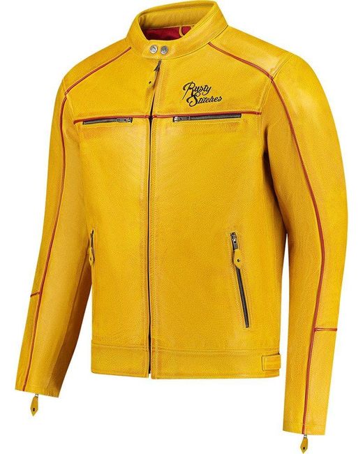 Rusty Stitches Motorradjacke Chase in Yellow für Herren