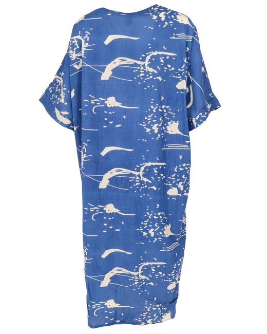 Guru-Shop Blue Midikleid Lockeres Oversize Kaftankleid, Plus size Kleid.. alternative Bekleidung