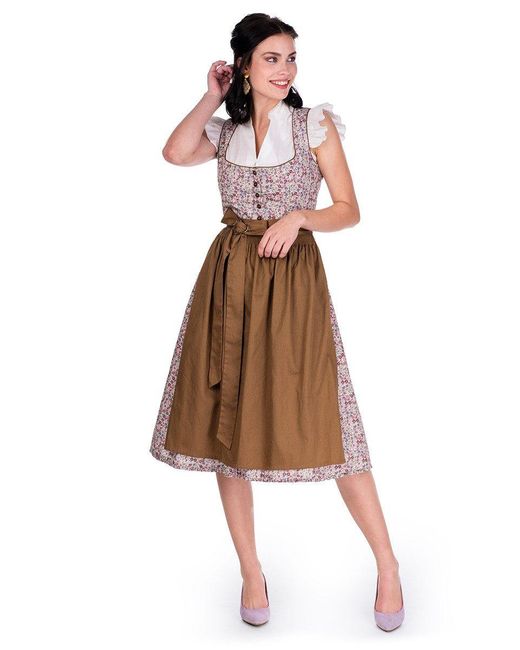 Alpenfee Tracht Brown Midi Dirndl 2tlg.
