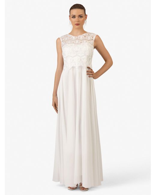 Kraimod White Abendkleid aus hochwertigem Polyester Material mit Rundhalsausschnitt