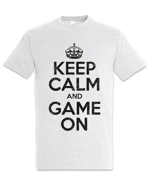 Urban Backwoods Print- Keep Calm And Game On T-Shirt Geek Nerd Gamer Admin Repair Mr. in Gray für Herren