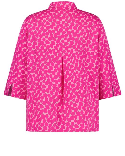Samoon Pink Klassische Weite 3/4 Arm Bluse mit Dots-Print