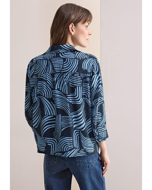 Cecil Blue Hemdbluse mit All-Over Print