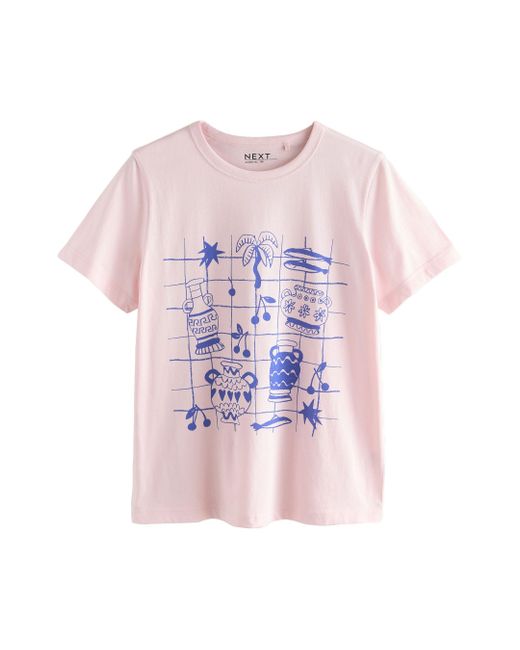 Next Pink Essential Kurzarm-T-Shirt mit Rundhalsausschnitt (1-tlg)
