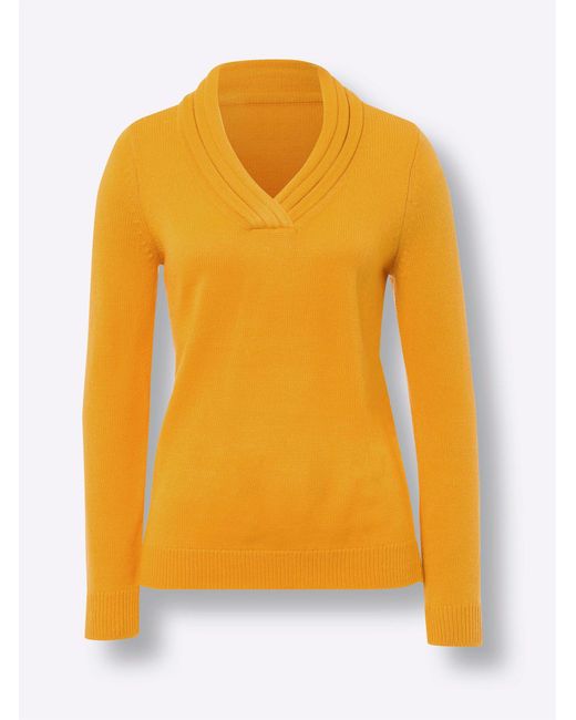 Sieh an! Yellow Strickpullover V-Ausschnitt-Pullover