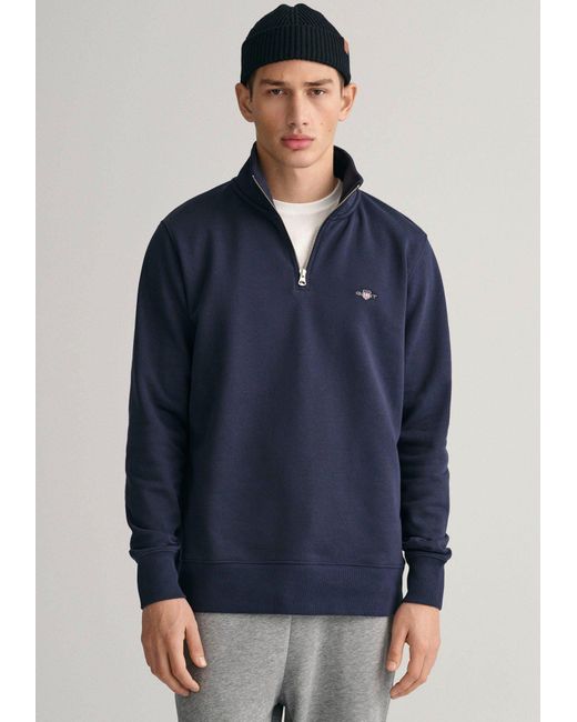 Gant Shield Sweatshirt mit halblangem Reißverschluss in Blue für Herren