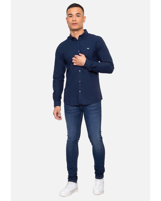 Threadbare Langarmhemd Beacon in Blue für Herren