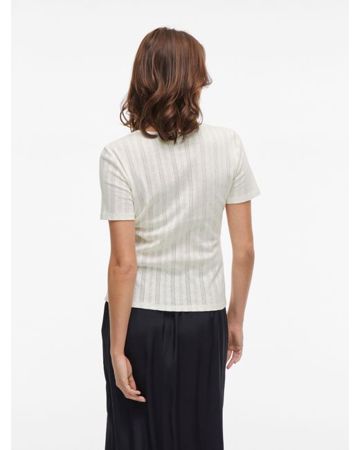 Vila White Kurzarmshirt VIKASSIE /S POINTELLE TOP