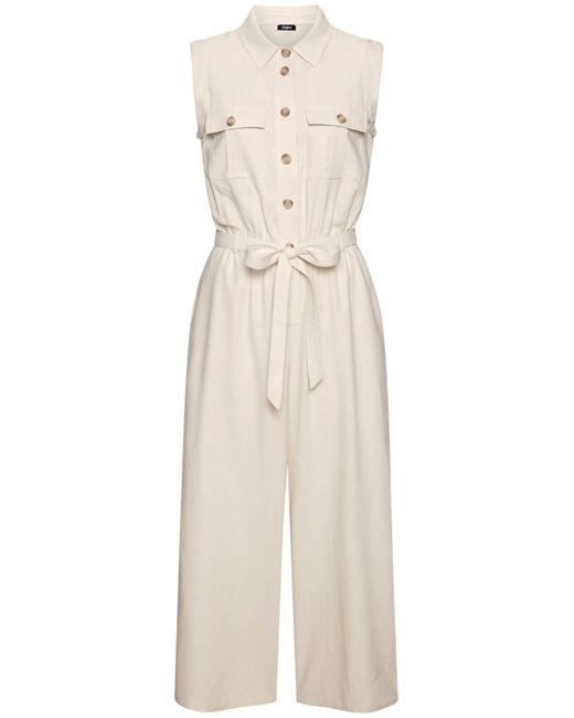 Buffalo Natural Overall ( Bindegürtel) aus Leinenmix, sommerlicher Jumpsuit mit Taschen