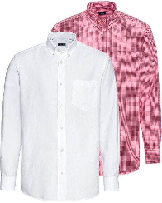 Luis Steindl Langarmhemd Doppelpack Hemden in Pink für Herren