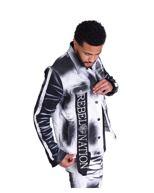 KINGZ Batik Designer Jeansjacke Totenkopf Weiß XXL in Blue für Herren
