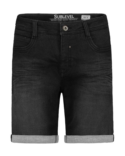 Sublevel Jeansbermudas Shorts Hose 5 Pocket, Sommerhose, kurze Jeans, Bermudashorts in Black für Herren